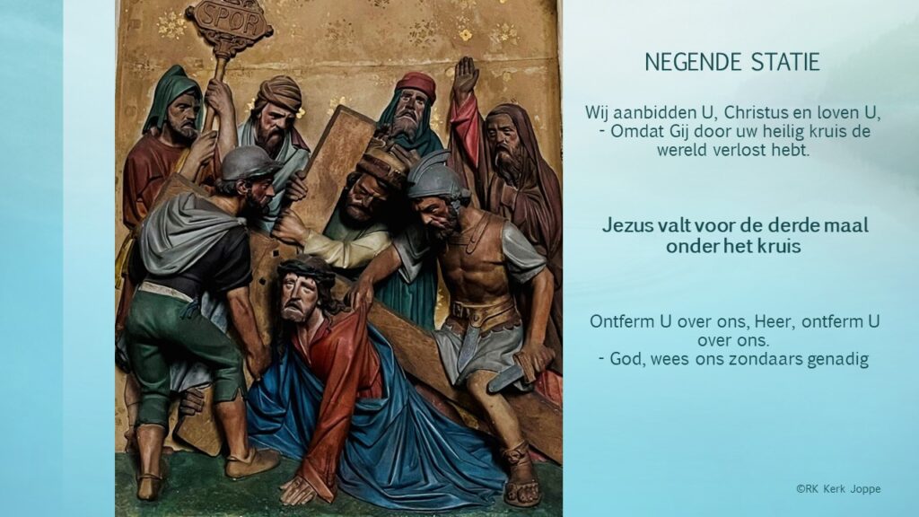 9e Kruiswegstatie - JEZUS VALT VOOR DE DERDE MAAL ONDER HET KRUIS